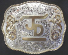 Brand Buckle With Florals and Stones