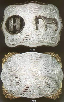 Initial Buckle & Floral Cornered Belt Buckle